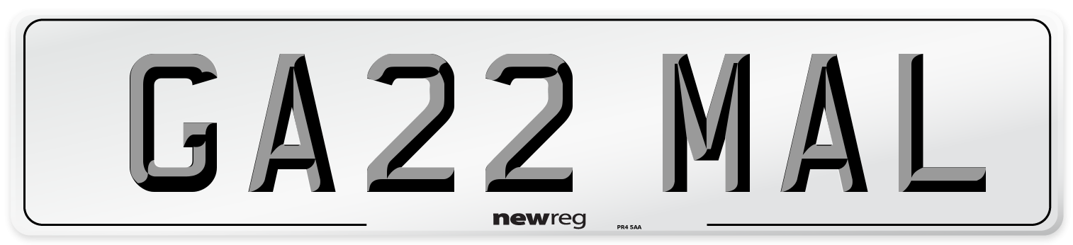 GA22 MAL Number Plate from New Reg
